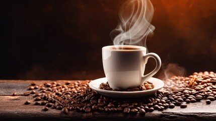 cup of coffee with beans. Coffee wallpaper