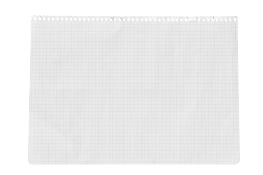 Whole squared paper texture isolated on transparent background, striped paper sheet, notebook paper, PNG, Cut out