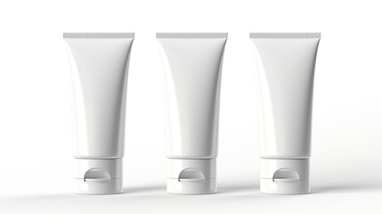 Three White Plastic Tubes with Flip Top Caps