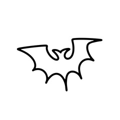 Halloween doodle bat. Hand drawn outline illustration.