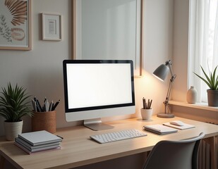 Fototapeta premium Working place with computer near the window