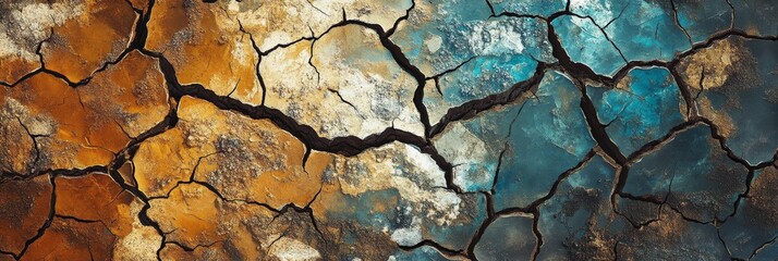 Abstract cracked earth texture background with dry soil, symbolizing fragility, resilience, nature, time, and change.