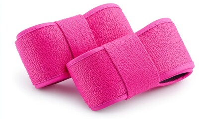 A pair of bright pink boxing hand wraps, isolated on a white background
