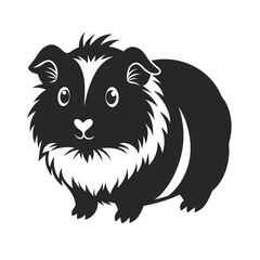 Abyssinian Guinea Pig Silhouette Vector Illustration for Animal Graphics.