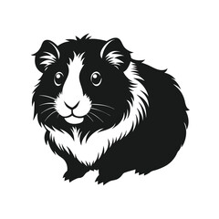 Abyssinian Guinea Pig Silhouette Vector Illustration for Animal Graphics.