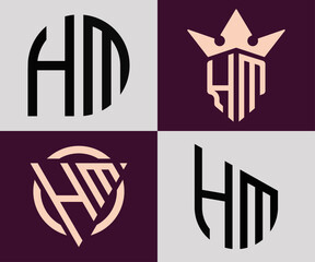 Creative simple Initial Letters HM Logo Designs Bundle.