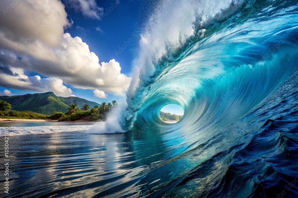 Wall mural blue ocean wave