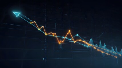 Digital Arrows Indicate Growth in Technology-Driven Economy with Advancements in Data Analytics and Innovation