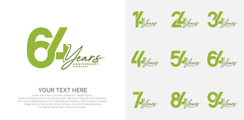 Fototapeta premium Anniversary logo set vector design, green color for celebration event