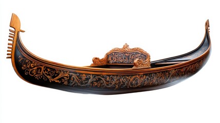 A traditional Italian gondola with intricate carvings and golden accents, symbolizing romance, elegance, and the beauty of Venice.