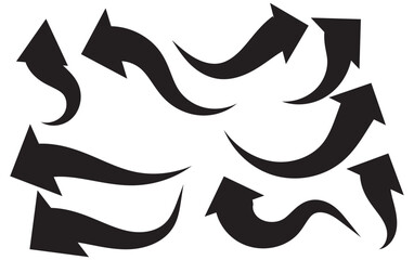 Collection hand drawn arrows. Set simple arrows isolated on white background. Arrow mark icons. Arrow paint - stock vector.