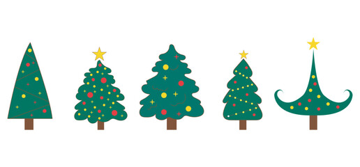 Christmas tree vector illustration set