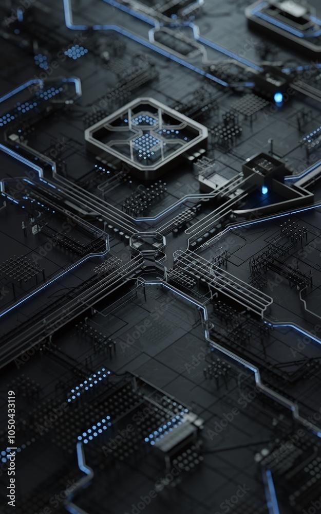 Fototapete Exploring a futuristic circuit board design a deep dive into advanced technology and digital innovation in modern systems