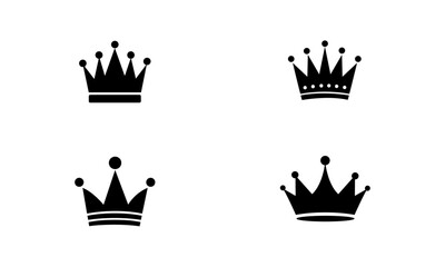 a simple crown silhouette set in black and white color vector