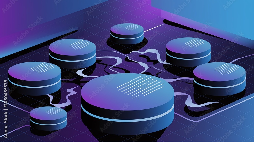 Poster Exploring the future a modern abstract illustration of cryptocurrency with floating nodes and digital connectivity