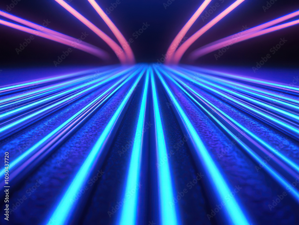 Aufkleber A vibrant, abstract image of glowing blue and pink lines converging, creating a dynamic sense of depth and movement.