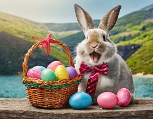 easter bunny and easter eggs