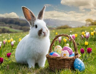 easter bunny with easter eggs