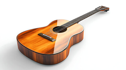 Fototapeta premium 3D acoustic guitar with isolated white background