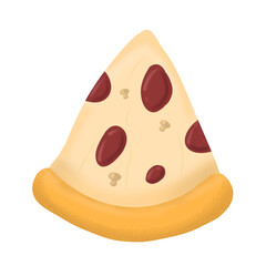 Slice of pizza cartoon illustration 