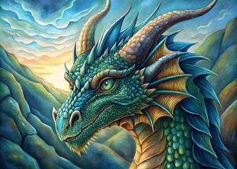 Majestic Dragon Fantasy Art Colorful Landscape Details Claws Scales Wings Unique Expression