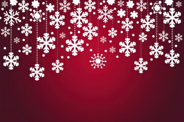 Festive Red Background White Snowflakes - Perfect Winter Holiday Marketing, Christmas Cards, Seasonal Decorations
