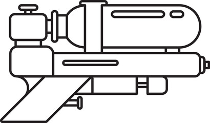 Water Gun Icon: A simple yet fun vector illustration of a water gun, perfect for summer fun, pool parties, or any project needing a playful touch. 