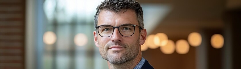 Professionalism personified man in suit and glasses exudes confidence