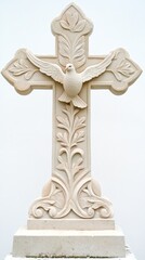 Two doves with olive branches under the cross 