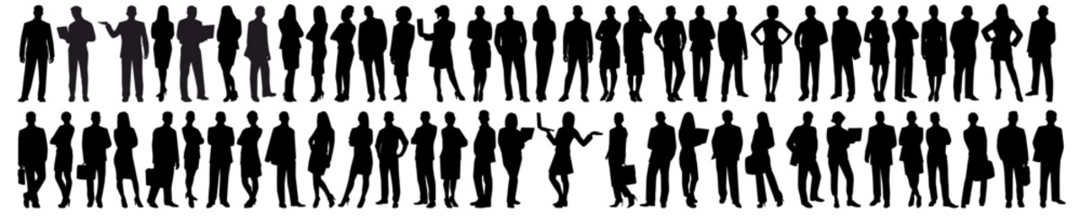 set of business people silhouette 