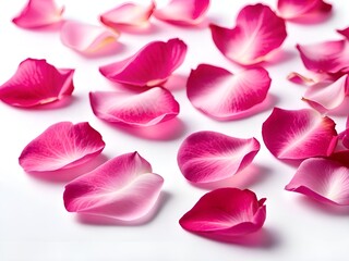 Fototapeta premium pink rose petals on a white background