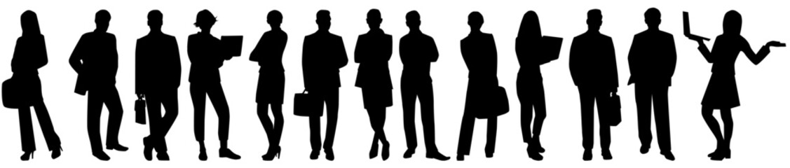 Businessman and businesswoman silhouette black filled vector Illustration