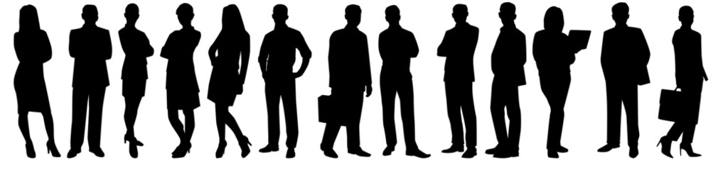 Businessman and businesswoman silhouette black filled vector Illustration