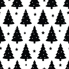 Obraz premium Silhouette Christmas tree seamless pattern. Christmas tree background