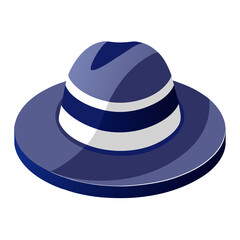 A stylish, flat illustration of a blue hat with a white stripe band, perfect for adding a touch of casual elegance to your designs. This vector image is ideal for fashion projects, illustrations.