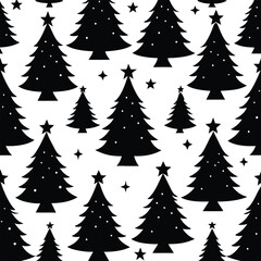 Fototapeta premium Silhouette Christmas tree seamless pattern. Christmas tree background