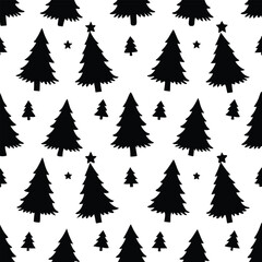 Obraz premium Silhouette Christmas tree seamless pattern. Christmas tree background
