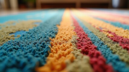 Obraz premium Vibrant Earth-Friendly Carpet Crafted from Upcycled Materials with Textured Patterns