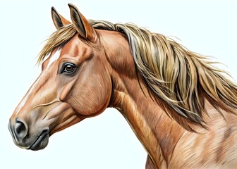 Obraz premium Beautiful Brown Horse Majestic Portrait Realistic Detailed Artistry Mane Expression