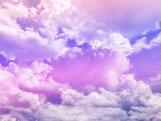 Fototapeta premium beauty sweet pastel violet and orange colorful with fluffy clouds on sky. multi color rainbow image. abstract fantasy growing light