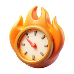 Clock on fire 3d cartoon style illustration