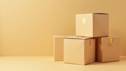 Elegant Display of Stacked Cardboard Boxes for Modern Shipping Needs