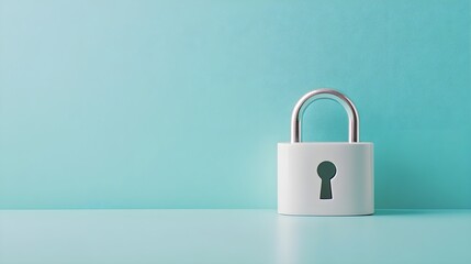 Naklejka premium Data security concept design for personal privacy, data protection, and cyber security. Padlock with Keyhole icon on blue background.