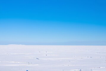 Frozen Tundra A vast frozen tundra landscape under a clear icy b