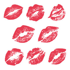 print of red lips. vector illustration on a white background.