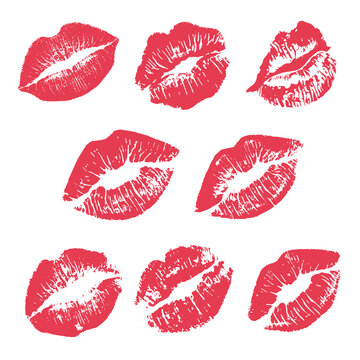 print of red lips. vector illustration on a white background.