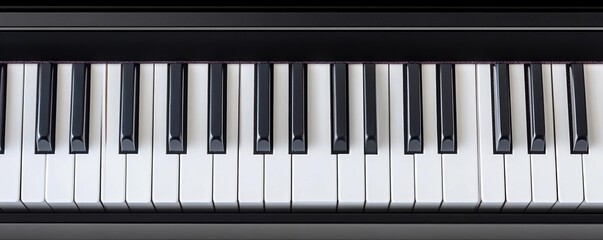 Isolated piano keyboard pattern, black and white keys in repetitive sequence, abstract music-themed background, minimalist design