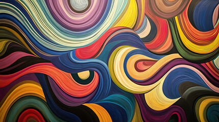 Colorful wavy lines interlace, creating vibrant abstract pattern