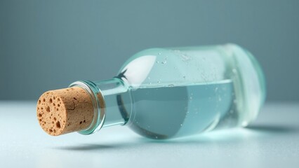 Chic Corked Glass Bottle with Sparkling Water on Sleek Surface