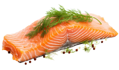 Graved Salmon with Dill on transparent background